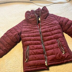 Snobbish Wine Red Puffer Jacket Very Warm With Gold Hardware